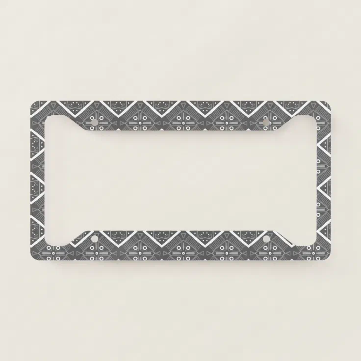 Modern Tile Boho Geometric Pattern Gray License Plate Frame Zazzle