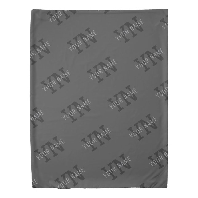 Modern Tiled Dark Gray Monogrammed Name/other Text Duvet Cover (Front)