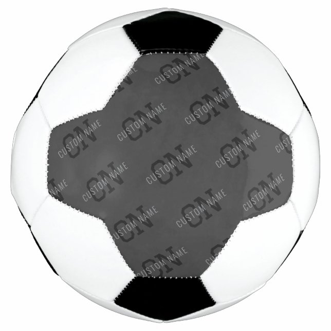 Modern Tiled Dark Gray Monogrammed Name/other Text Soccer Ball (Front)
