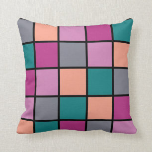 Modern Tiles Pattern 5 Colors Throw Pillow