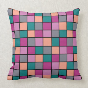 Modern Tiles Pattern 5 Colors Throw Pillow