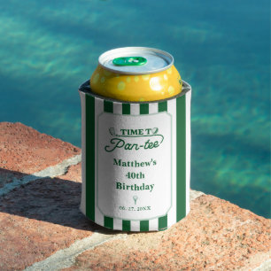 Modern Time to Par-Tee Men's Golf Birthday Can Cooler