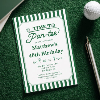 Modern Time to Par-Tee Men's Golf Birthday Invitation