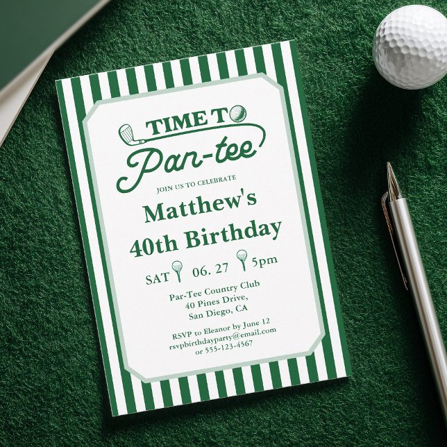 Modern Time to Par-Tee Men's Golf Birthday Invitation (Creator Uploaded)