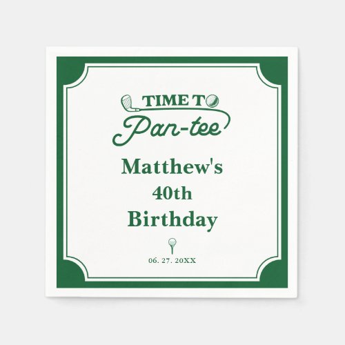 Modern Time to Par-Tee Men's Golf Birthday Napkins