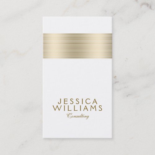 Modern Tin Gold Stripe Accent On White Business Card