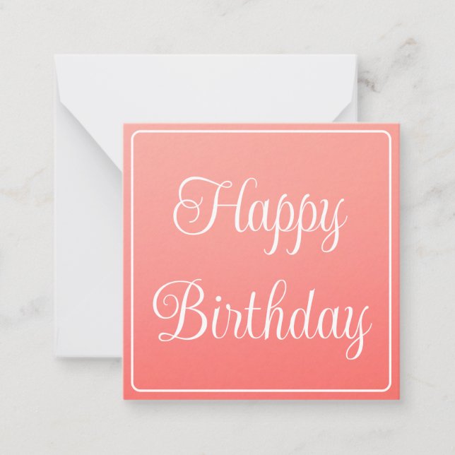 Modern Tiny Coral Note Card (Front)