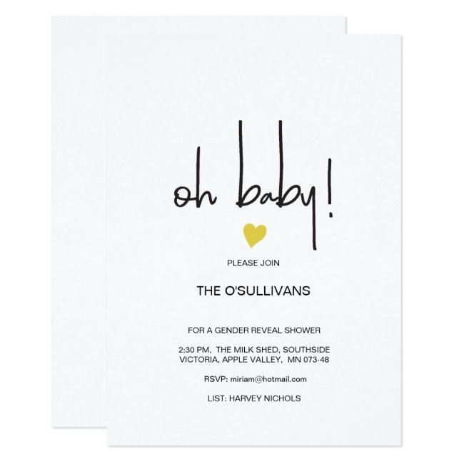 Modern tiny heart motif baby gender reveal card