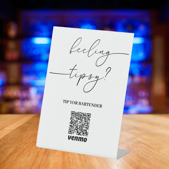 Modern Tip Your Bartender QR Code App Payment Sign (Creator Uploaded)