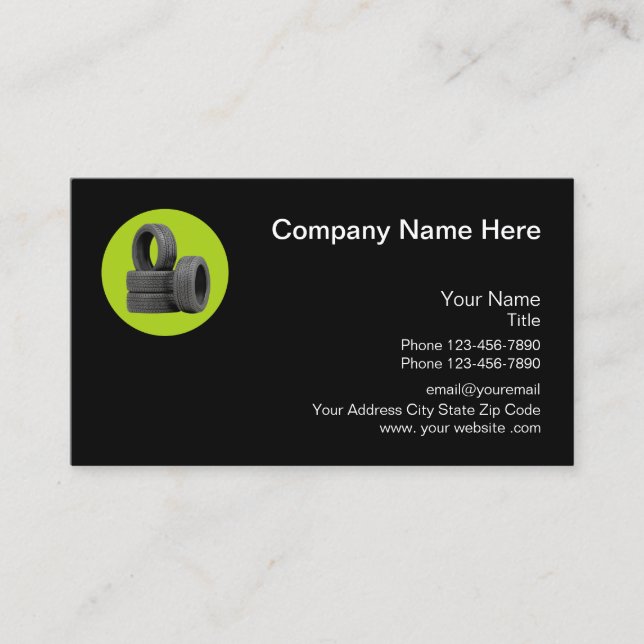 Modern Tire And Automotive Repair Business Card (Front)