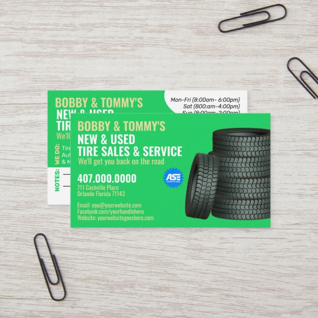 Modern Tire Services Customizable Business Card (Front/Back In Situ)