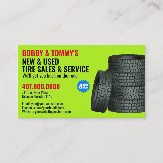 Modern Tire Services Customizable Business Card (Front)