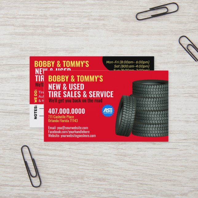 Modern Tire Services Customizable Business Card (Front/Back In Situ)