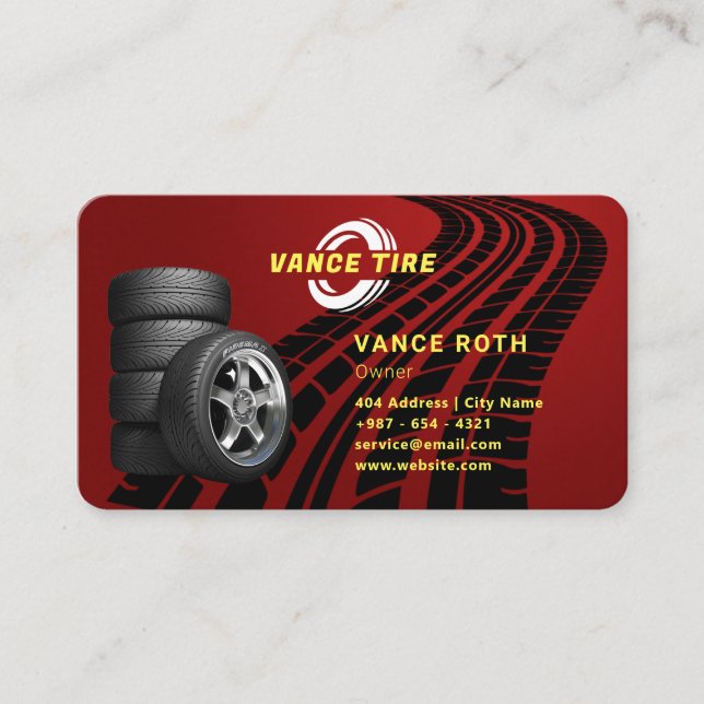 Modern Tire Services | Red Business Card (Front)