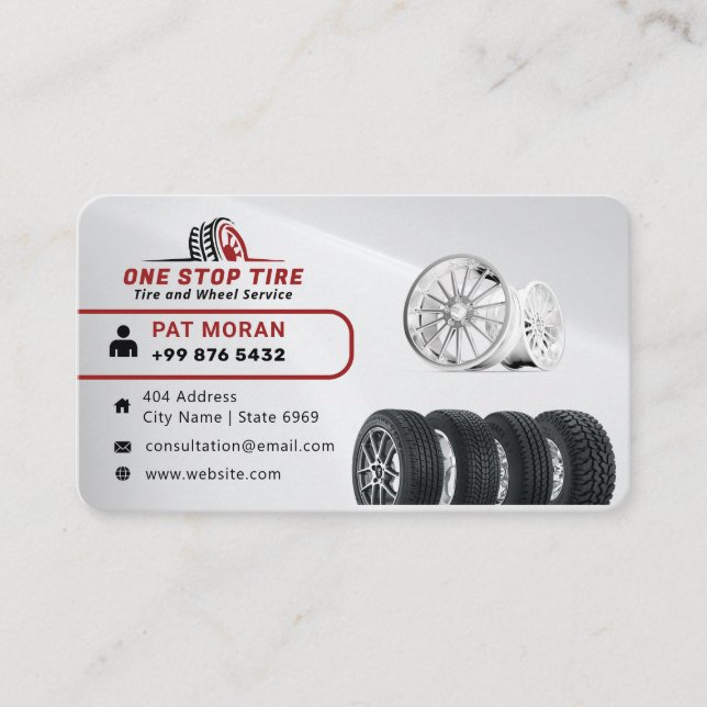 Modern Tire Services | Silver Business Card (Front)