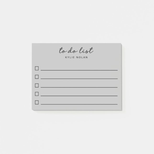 Modern To Do List Gray Checkbox Lined  Post-it Notes (Front)