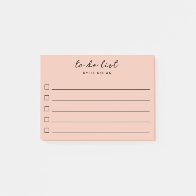 Modern To Do List Pink Checkbox Lined  Post-it Notes (Front)