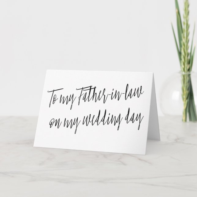 Modern "To my father-in-law on my wedding day" Card (Front)