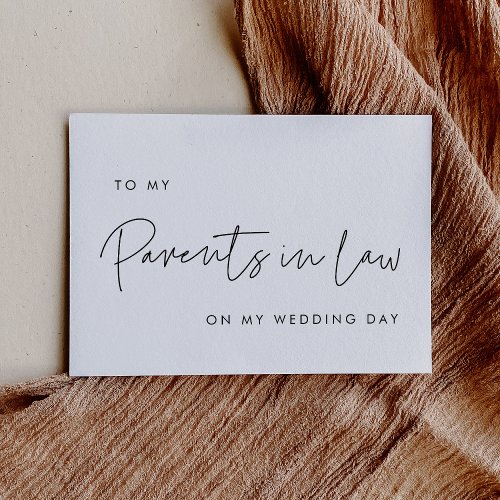 Modern To my parents in law wedding day card