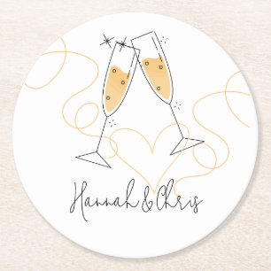 Modern Toast Engagement Paper Coaster