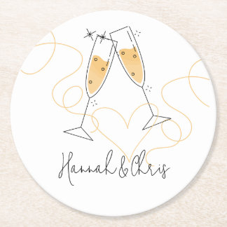 Modern Toast Engagement Paper Coaster