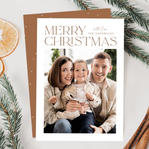 Modern Toffee Merry Christmas Photo Holiday Card