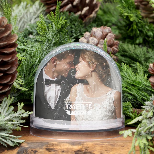 Modern Together Forever Typography Couples Photo  Snow Globe (Winter)