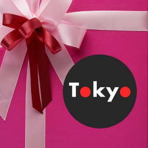 Modern Tokyo Japan Red Dots Dark Color Classic Round Sticker