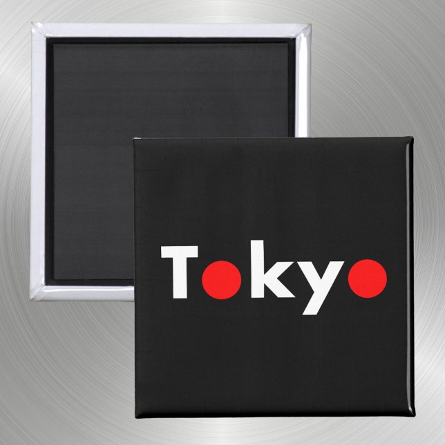 Modern Tokyo Japan Red Dots Dark Color Magnet (Creator Uploaded)