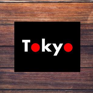 Modern Tokyo Japan Red Dots Dark Color Postcard
