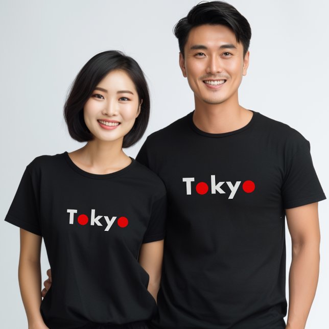 Modern Tokyo Japan Red Dots Dark Color T-Shirt (Creator Uploaded)