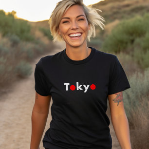 Modern Tokyo Japan Red Dots Dark Color T-Shirt