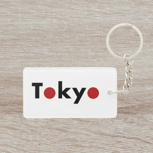 Modern Tokyo Japan Red Dots Light-Color Keychain
