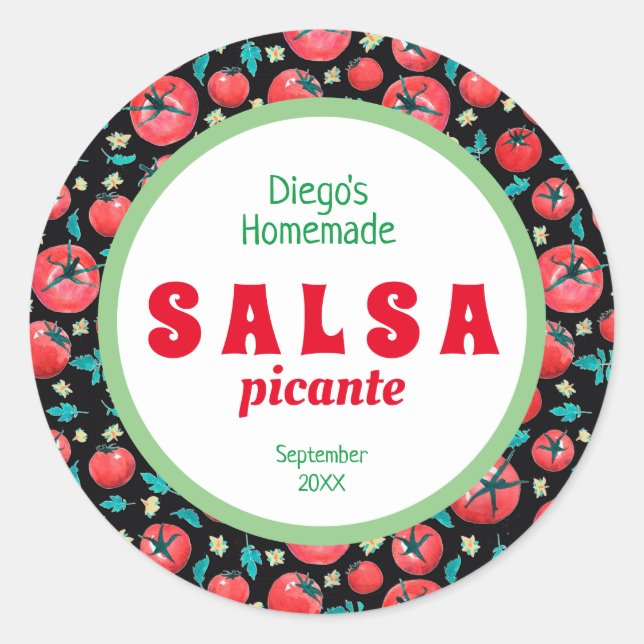 Modern tomato sauce salsa food label (Front)