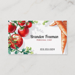 Modern Tomatoes and Carrots White Background Business Card