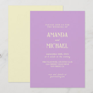 Modern Tonal Lavender Yellow wedding Invitation