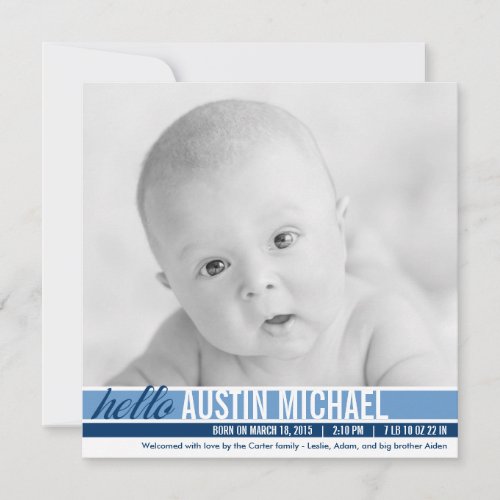 Modern Tones Birth Announcements - Blue