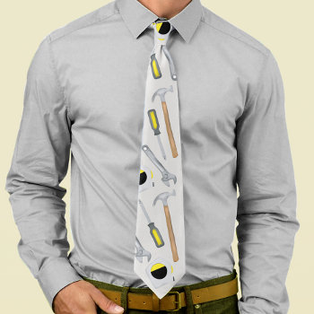 Modern Tools Pattern Whimsical Fun Neck Tie by Blue_Vine_Studio at Zazzle