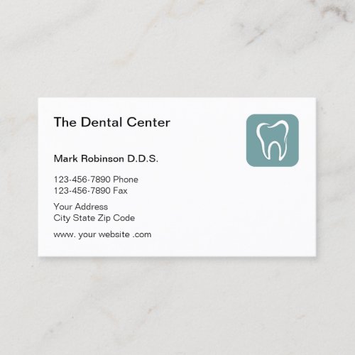 Modern Tooth Emblem Dental Business Card