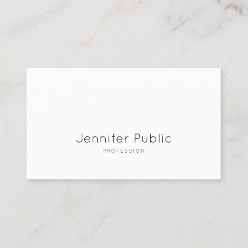 Modern Top Simple Professional Elegant White Plain Business Card