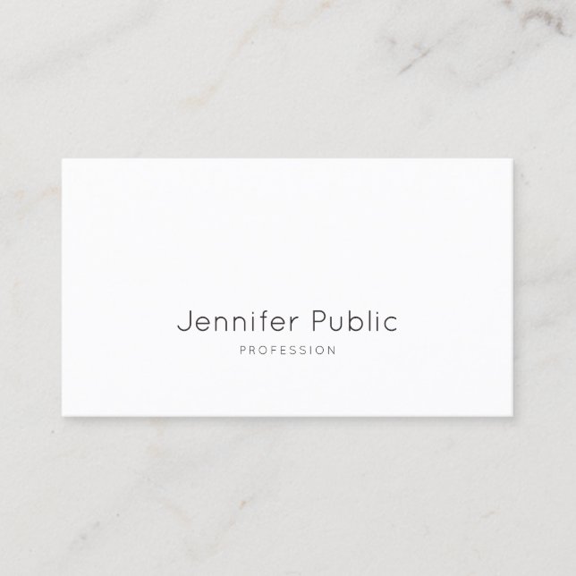 Modern Top Simple Professional Elegant White Plain Business Card (Front)