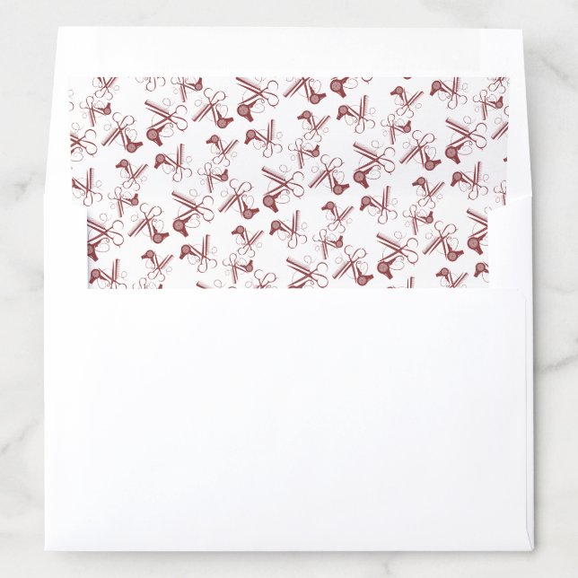Modern Topaz Hairstylist Tools Pattern on White Envelope Liner (In Envelope)