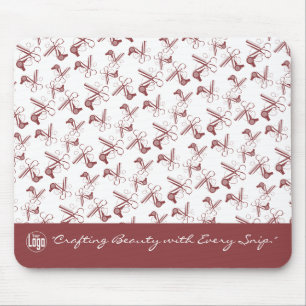 Modern Topaz Hairstylist Tools Pattern on White Mouse Pad