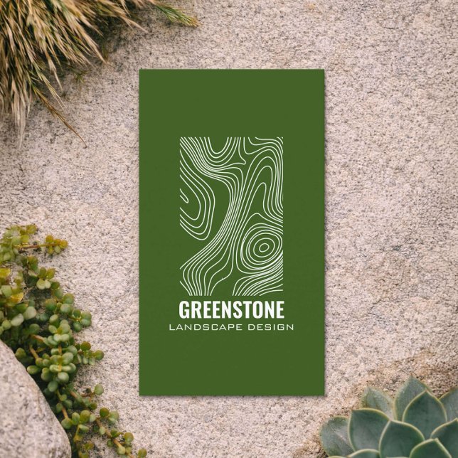 Modern Topography Landscape Design Green Business Card (Creator Uploaded)