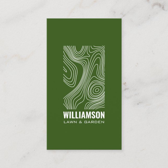 Modern Topography Landscaping Lawn Care Green III Business Card (Front)