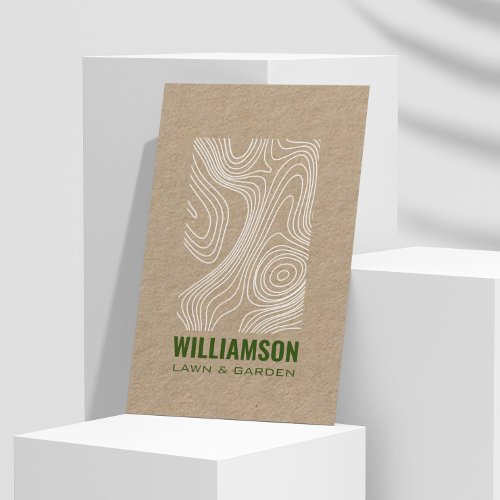 Modern Topography Landscaping Lawn Care Kraft Business Card