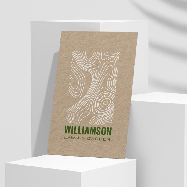 Modern Topography Landscaping Lawn Care Kraft Business Card (Creator Uploaded)