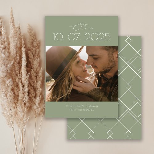 Modern Topography Sage Wedding Photo Save The Date