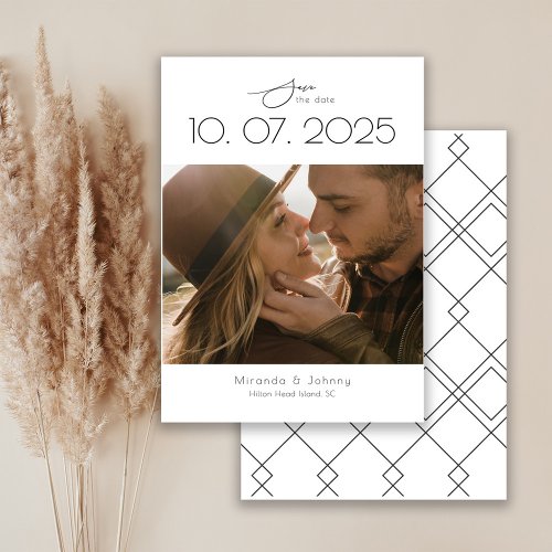 Modern Topography Wedding Photo Save The Date