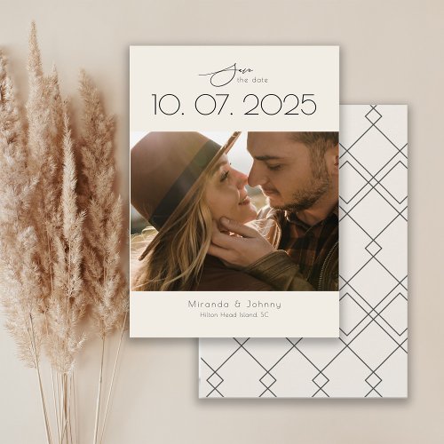 Modern Topography Wedding Photo Save The Date